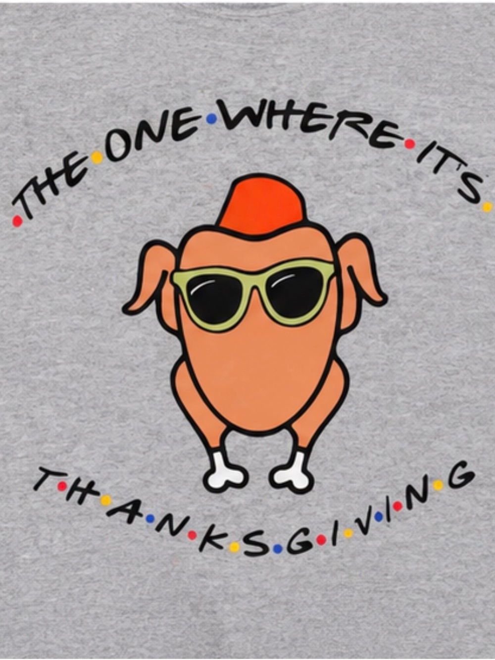 “The One Where It’s Thanksgiving” unisex grey graphic crewneck sweatshirt - Picture 2 of 5